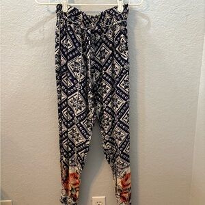 Angie Navy and Cream Patterned Pants